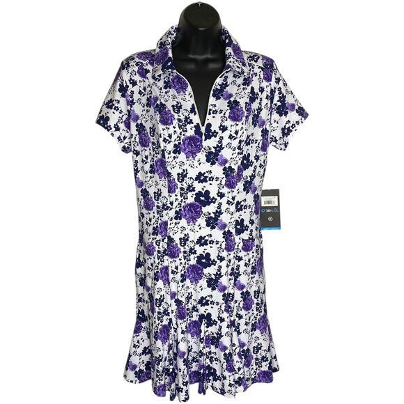 NWT Ibkul Dress Womens XS Godet 1/4 Zip Golf Tennis Pickleball UPF 50 Preppy - Picture 1 of 16